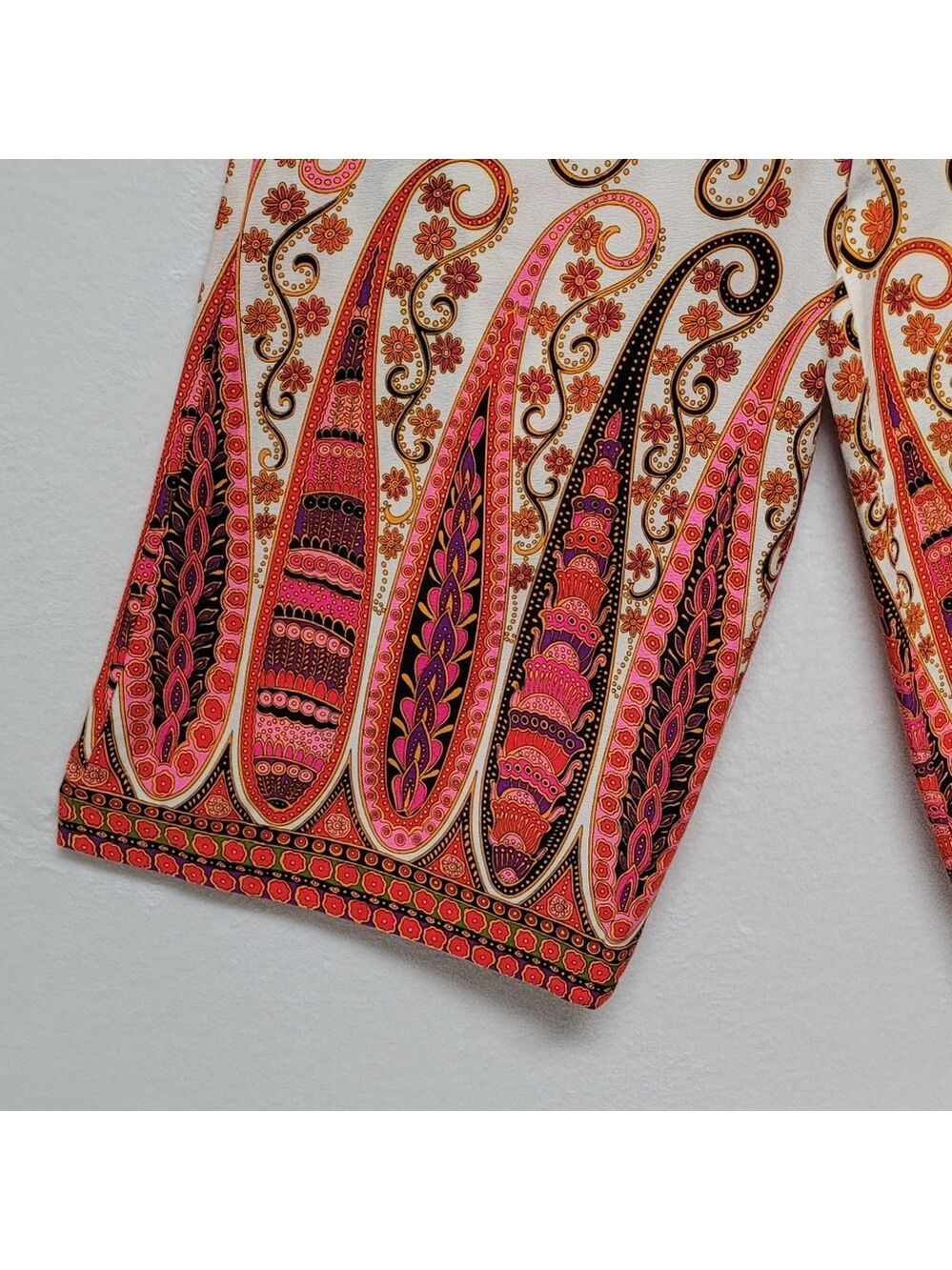 60s Vintage Alex Coleman Psychedelic Neon Multi-color Floral Palazzo Pants M-L - Picture 4 of 14